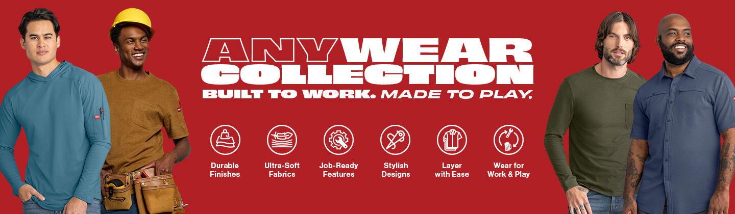 Anywear Collection graphic with men wearing some of the new products