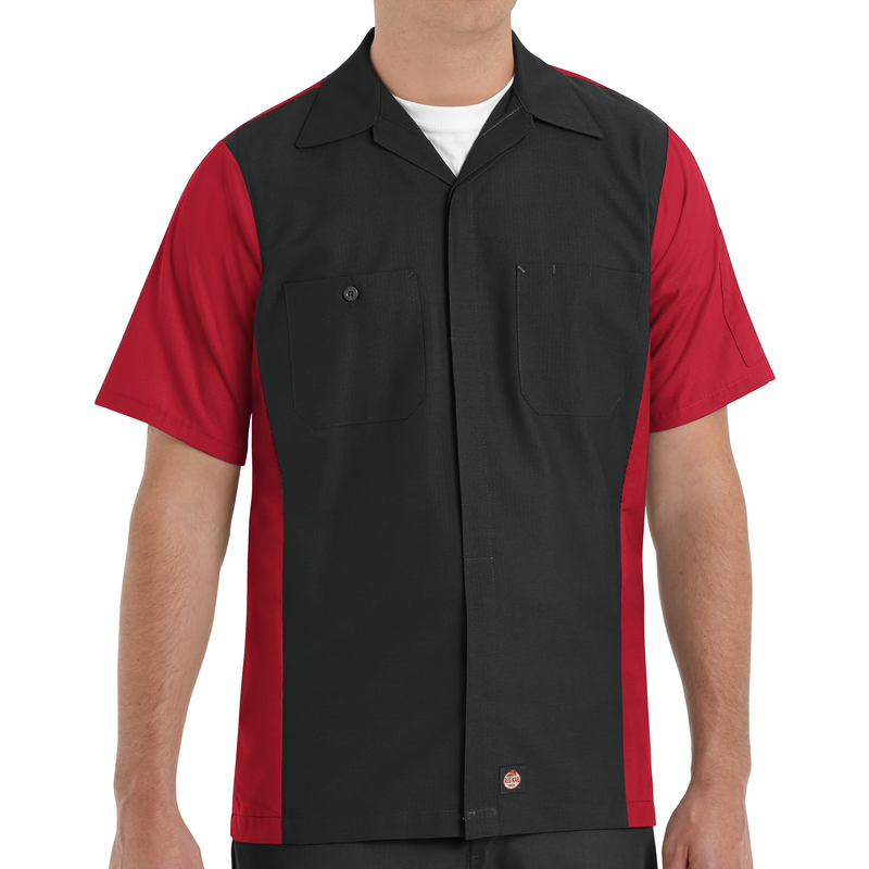 Shirt short sleeve man Crew V black red