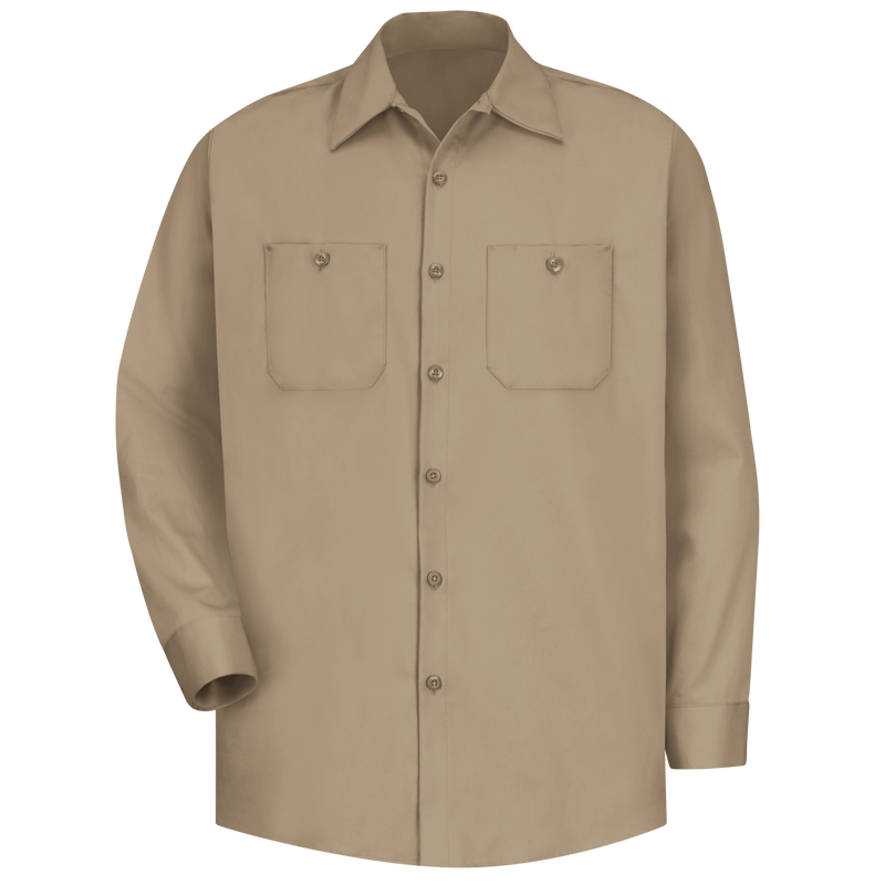 Red Kap SC30 Men's Wrinkle Resistant Cotton Work Shirt - Long Sleeve - Khaki - XL