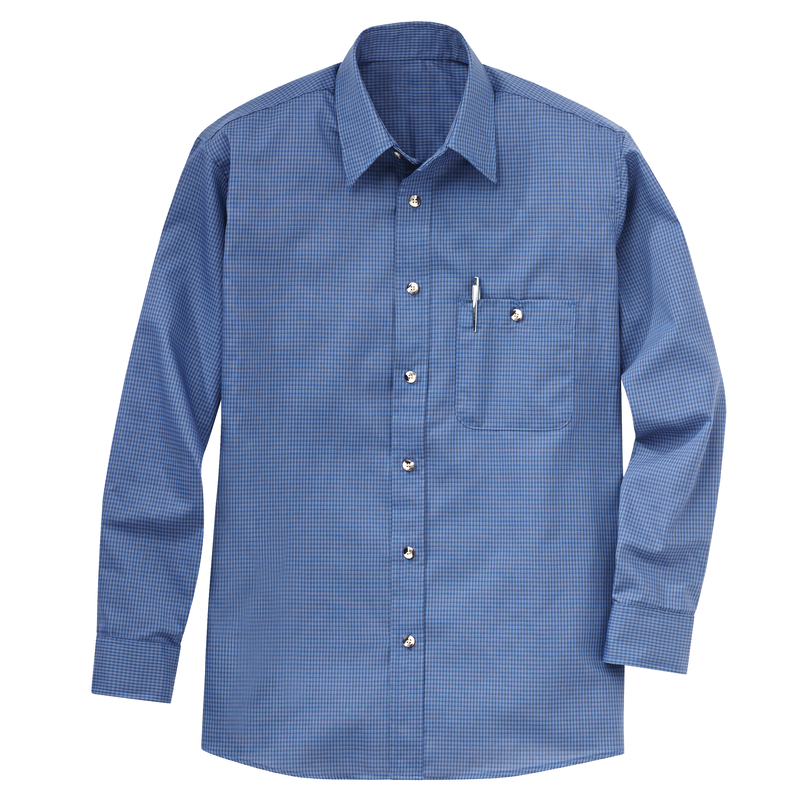 Men's Long Sleeve Mini-Plaid Uniform Shirt