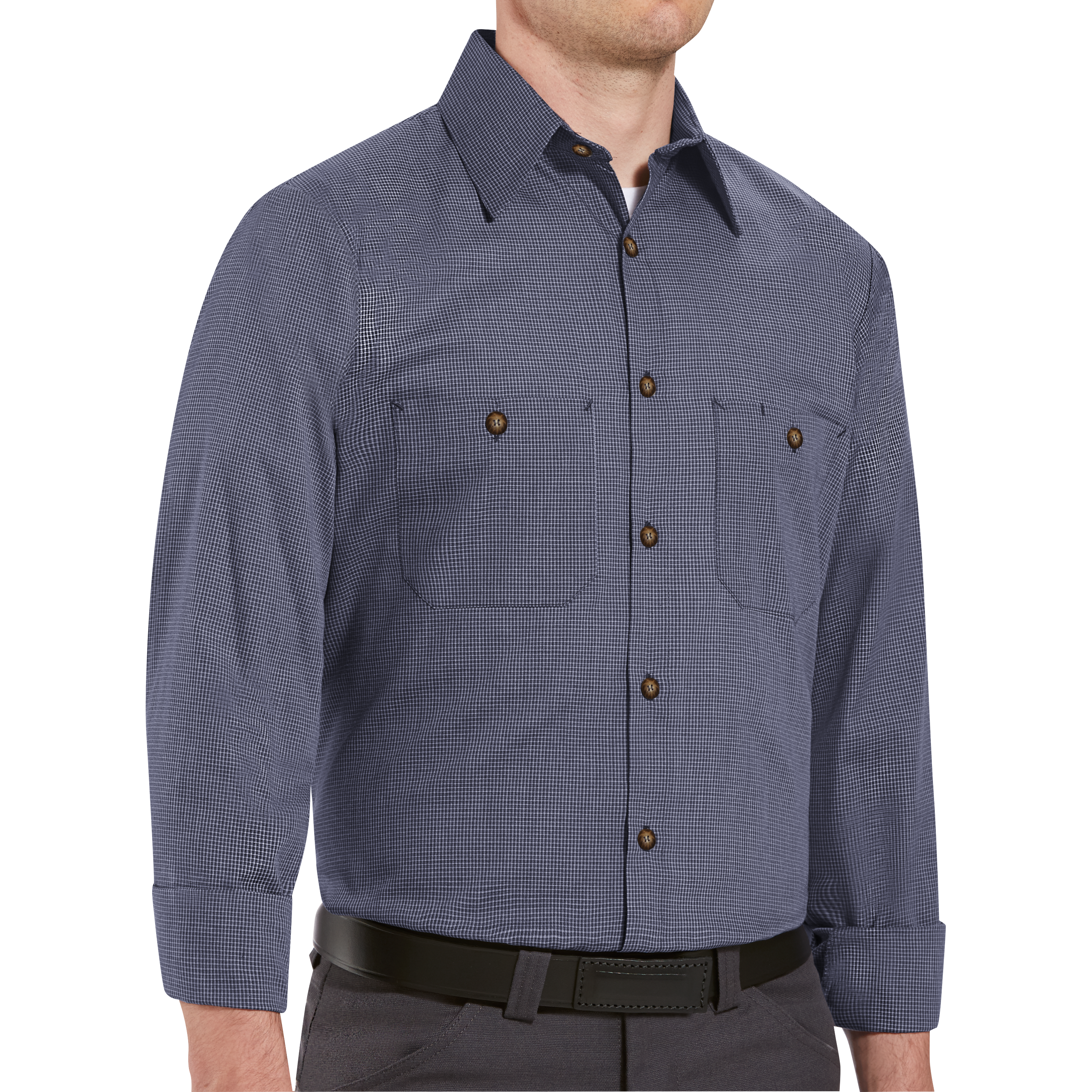 Men's Long Sleeve Microcheck Uniform Shirt